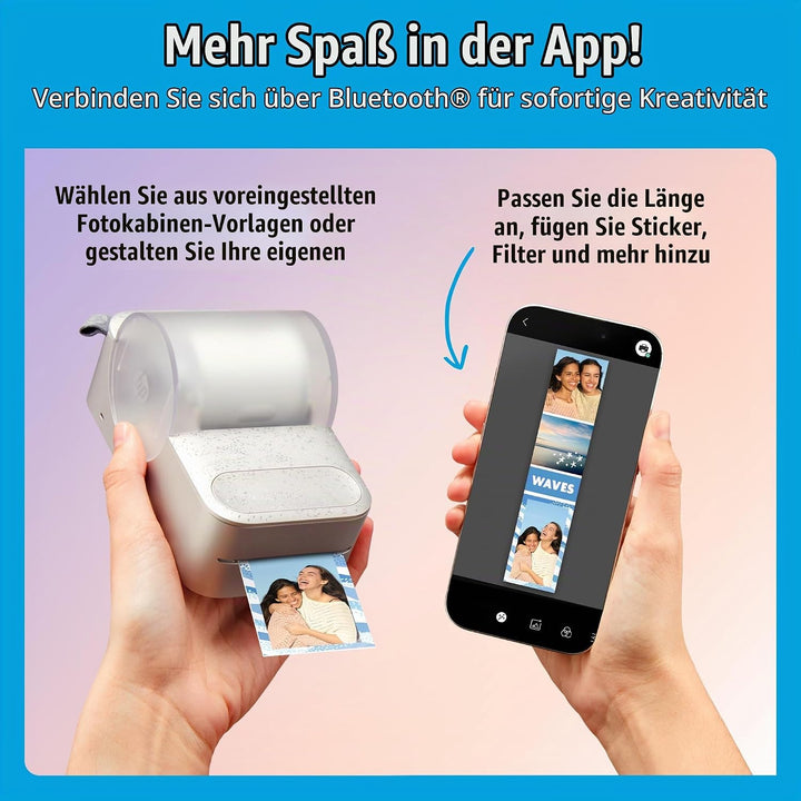 HP Sprocket Panorama Instant- Tragbarer Farbetiketten- und Fotodrucker (Grau). Personalisieren Sie D