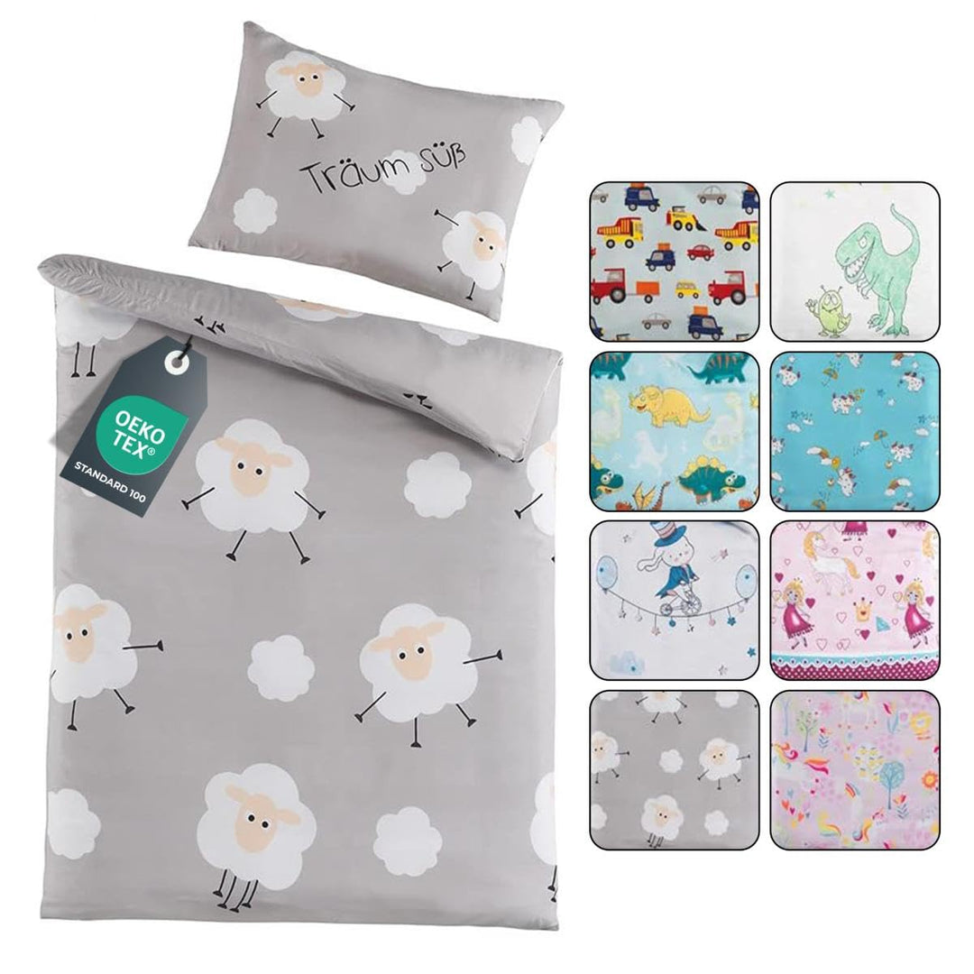 BaSaTex Kinder Baby Bettwäsche Set für Mädchen und Jungen | 100x135 cm + 40x60 cm | 100% Polyester M