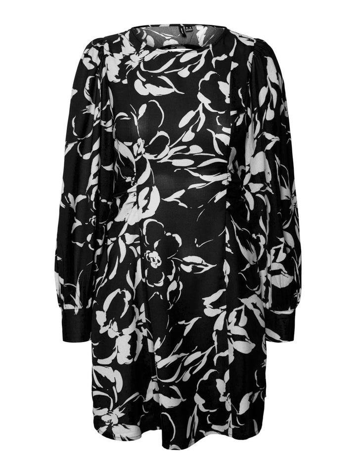 VERO MODA Damen Vmpolliana Inge Ls Mini Dress WVN Ga Kleid L Black/Aop:polliana, L Black/Aop:pollian