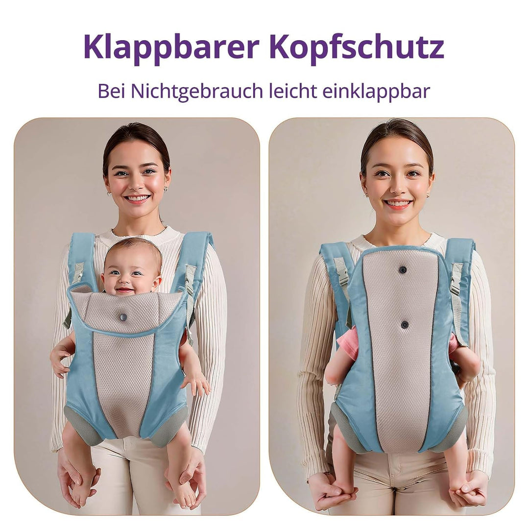 Ergonomische Babytrage mit verstellbarem Riemen, 4-in-1-Tragetasche für Neugeborene und Kleinkinder,