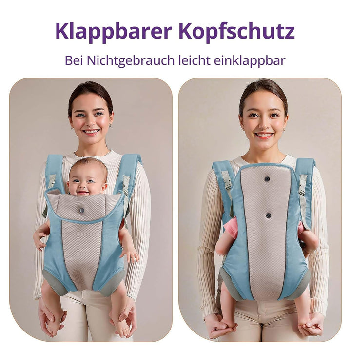 Ergonomische Babytrage mit verstellbarem Riemen, 4-in-1-Tragetasche für Neugeborene und Kleinkinder,