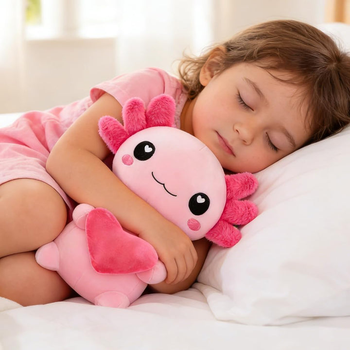 Axolotl Plüschtier Kuscheltier Stofftier, 30cm Kawaii Axolotl Plüsch mit Herz, Salamander Plüschtier