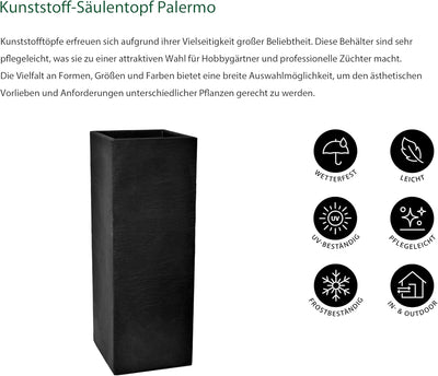 Dehner Säulentopf Palermo, Schieferoptik, ca. 80 x 30 x 30 cm, Kunststoff, anthrazit Single, Single