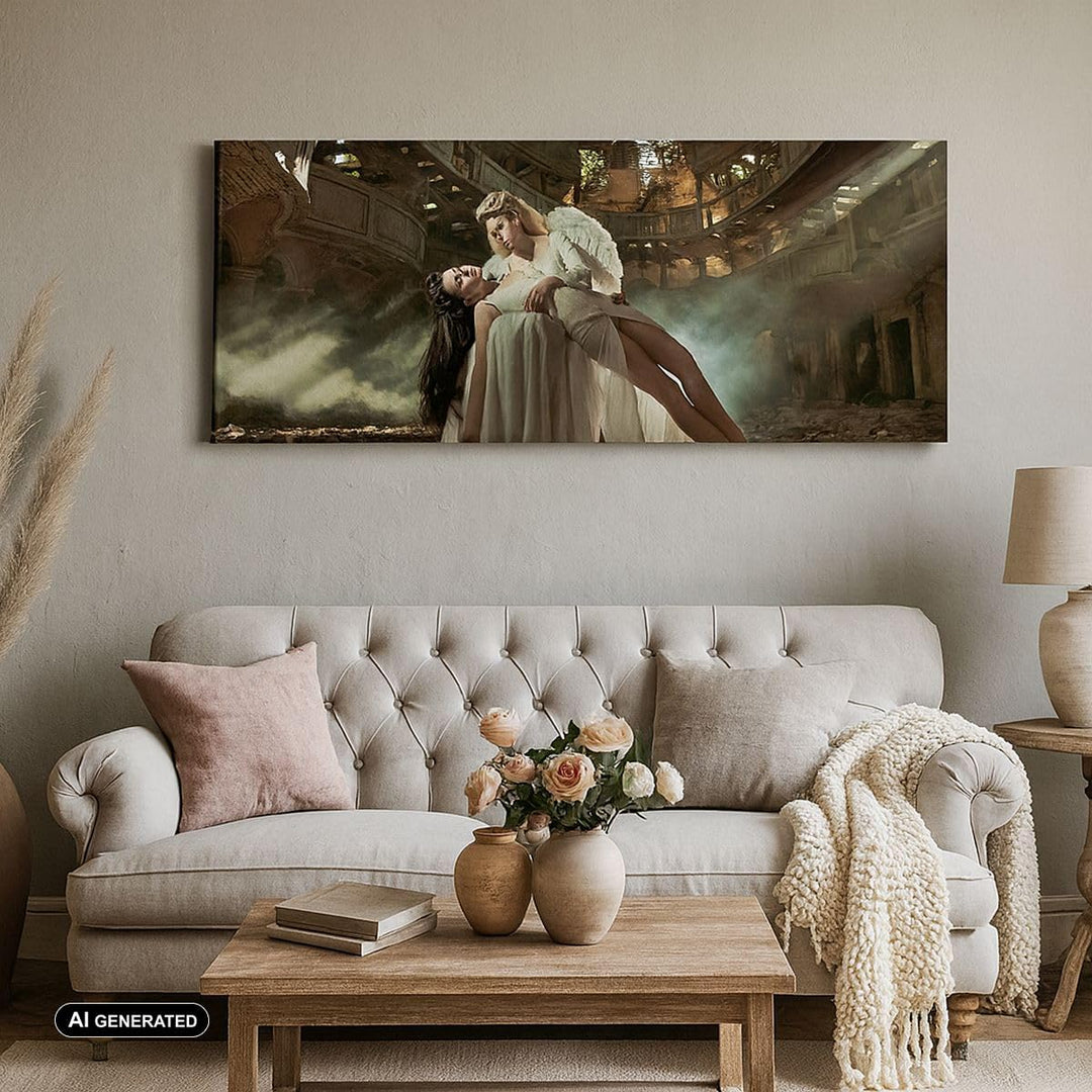 Wandbilder Dekoration Wohnzimmer Engel Frau Theater Oper Panorama Bilder auf Leinwand 120x50cm Leinw