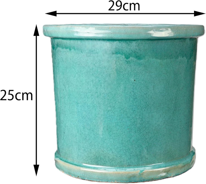 TucanoHamburg Blumentopf, Modell Zylinder Jade, grün/blau 29x25cm, frostfest