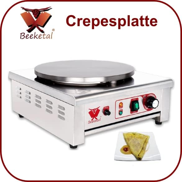 Beeketal 'BC40-1' Gastro Crepes Maker mit Ø 400 mm Gusseisen Crepesplatte, 50-300 °C stufenlos einst