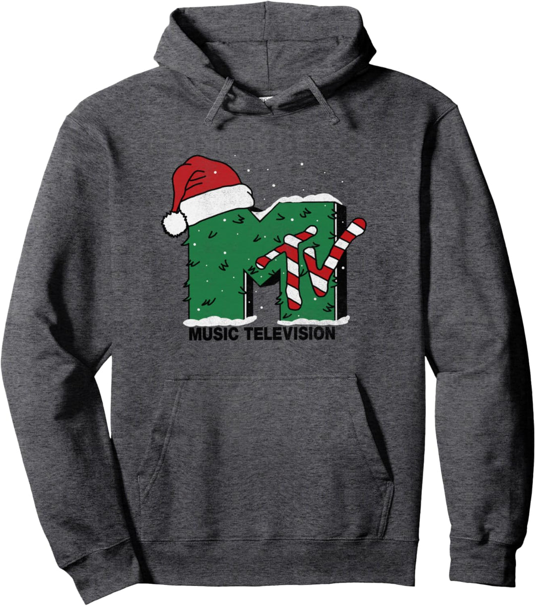 MTV Logo Christmas Tree Santa Hat Colors Pullover Hoodie