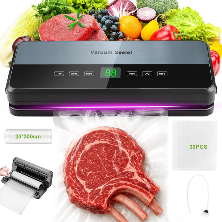 Vakuumierer, Vakuumiergerät mit Vakuumierbeuteln, 6 in 1 Vakuumierer für Trockene, Feuchte, Frische,