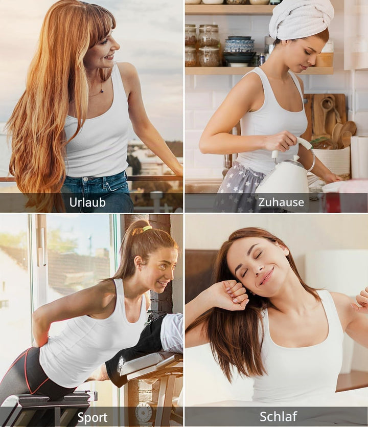 vislivin Elastische Tank Tops für Damen Unterhemden 3/4er Pack, M 4er Pack - Schwarz/Dunkelgrau/Arme