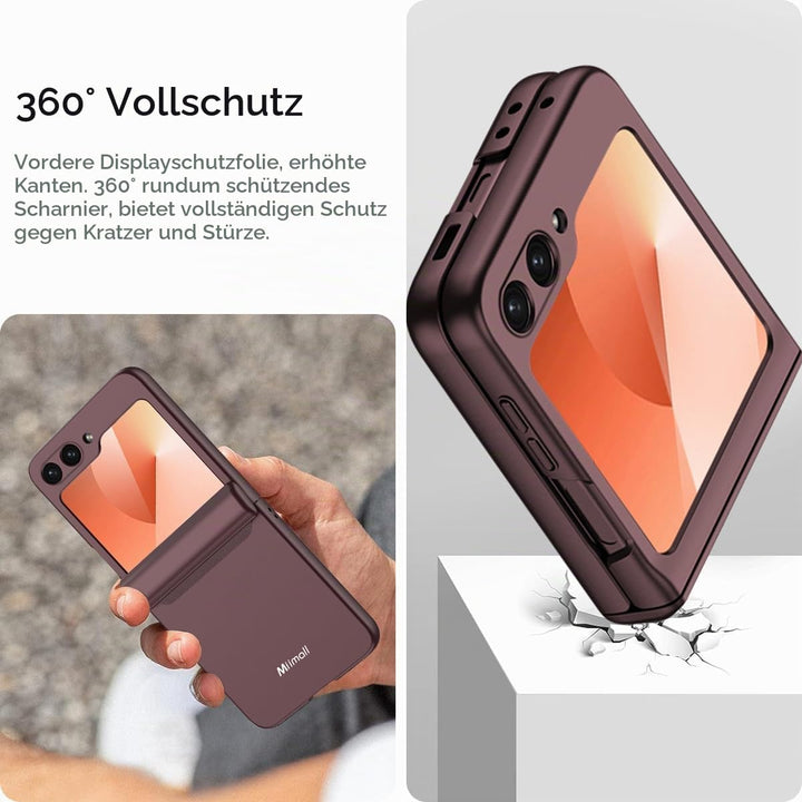 Miimall Kompatibel mit Samsung Galaxy Z Flip 6/Flip7 FE Hülle mit Scharnierschutz Magnetischer [Exte