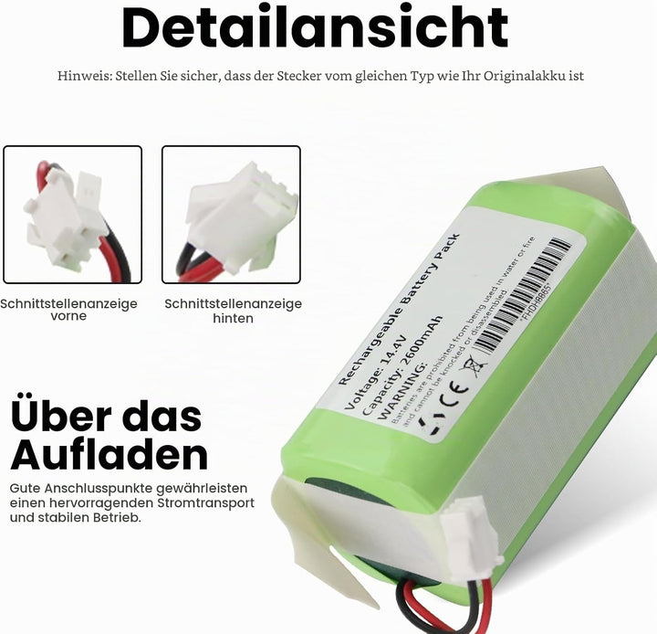 ANTIEE Ersatz Akku 14.4V 2600mAh für Lefant M210 M210B M210P M213 M213S Vacuum Roboter Staubsauger –