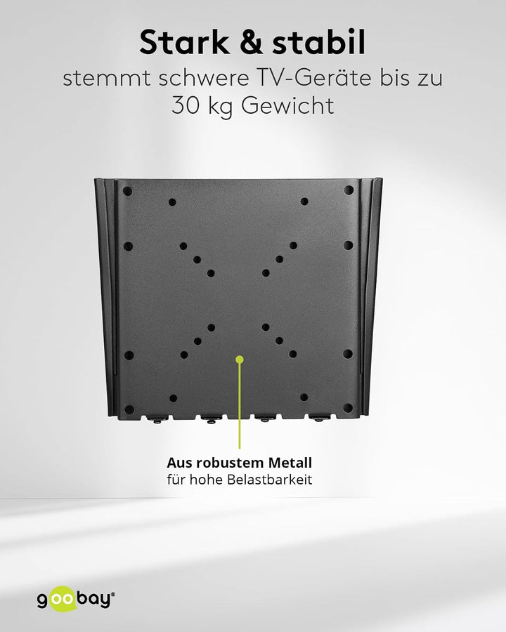 goobay TV-Wandhalterung Wohnmobil 23–42 Zoll, starr, ultraflach 18 mm, VESA 200x200, bis 30 kg, mit