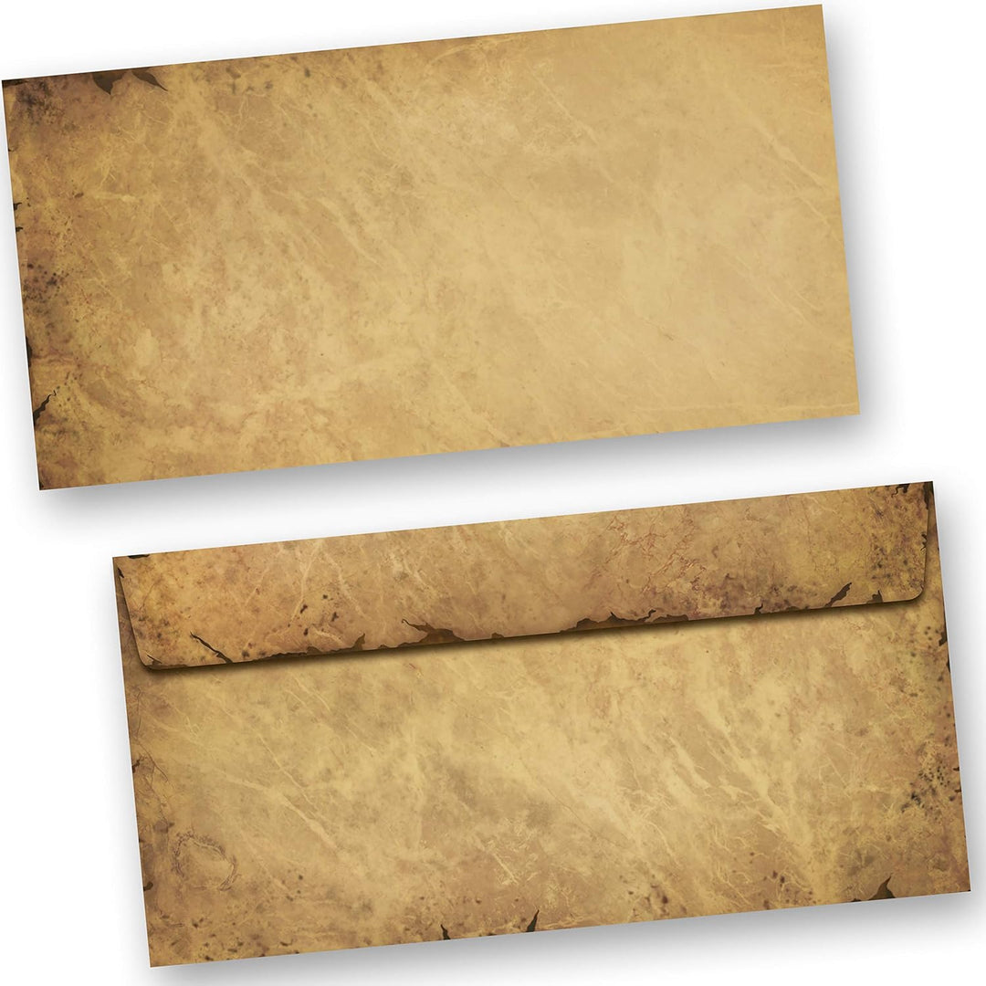 CASANOVA Briefpapier mit Umschlag Vintage 25 Sets Papier beidseitig A4 alt retro Mittelalter antik n