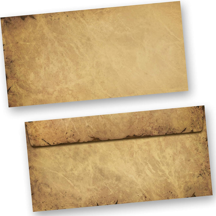 CASANOVA Briefpapier mit Umschlag Vintage 25 Sets Papier beidseitig A4 alt retro Mittelalter antik n