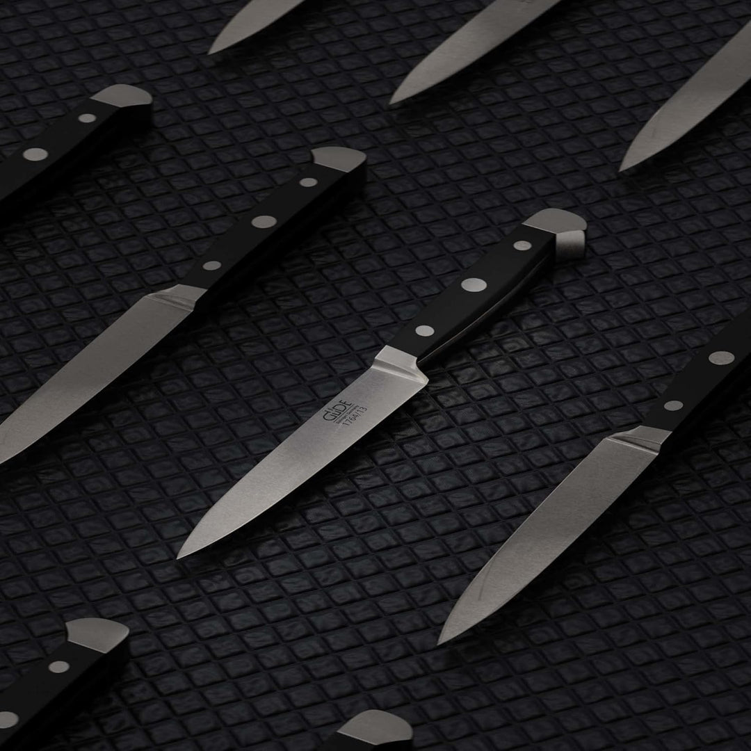 GÜDE Solingen - Spickmesser geschmiedet, 13 cm, POM schwarz, ALPHA, Office Messer, Doppelkropf, Hand