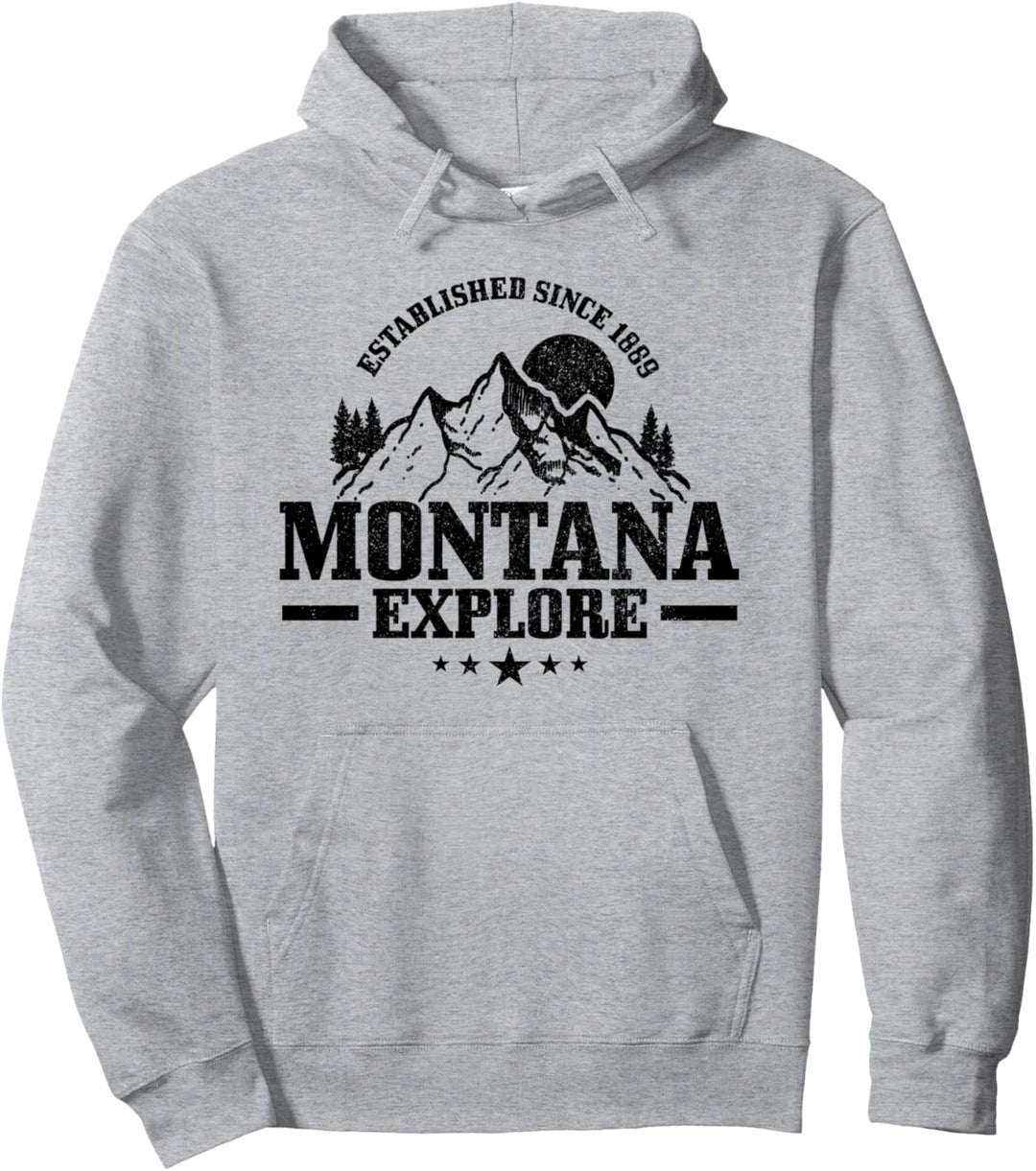 Montana Est. 1889 Vintage Berge Outdoor USA Souvenir Pullover Hoodie