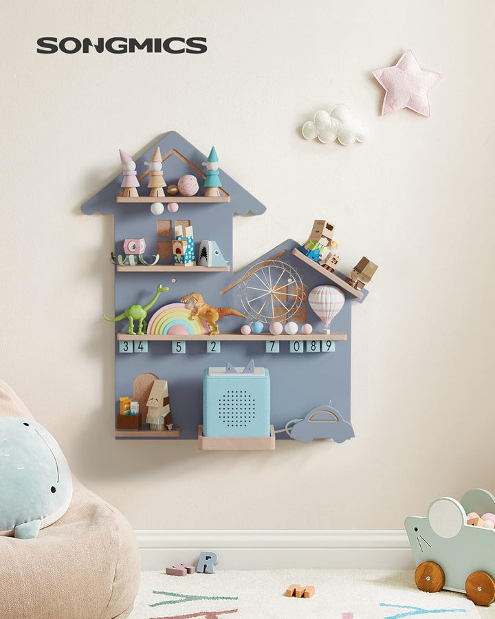 SONGMICS Regal für Toniebox, Wandregal für 35 Figuren, Kinderregal, einfache Montage, Kinderzimmer,