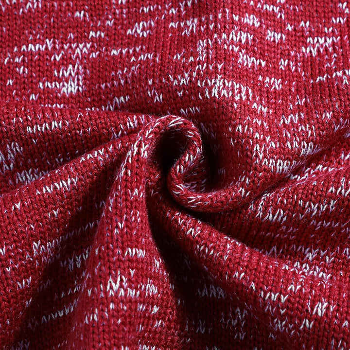 Superora Herren Strickpullover Crewneck Zipper Winterpullover Pullover M Rot, M Rot