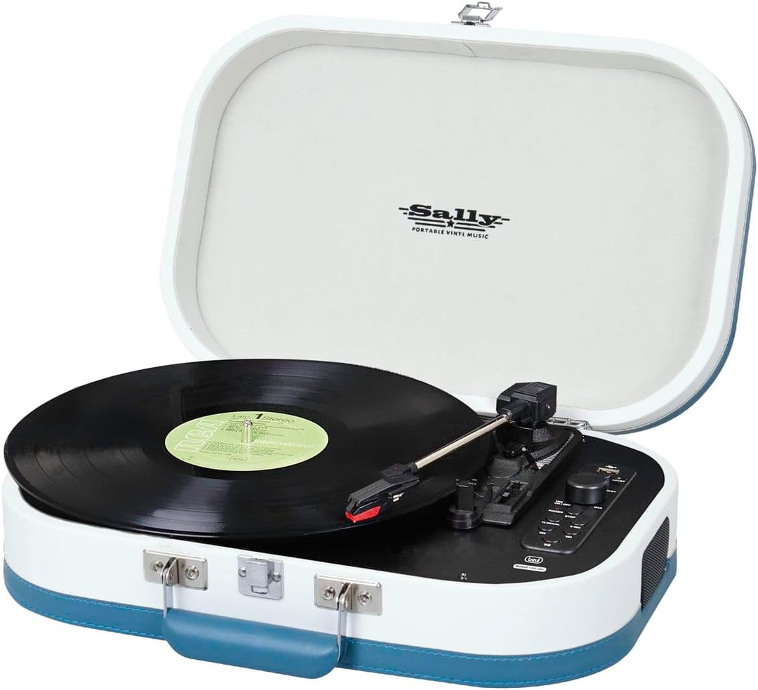Trevi TT 1020 BT Vintage-Plattenspieler mit Bluetooth, MP3, USB und Encoding-Funktion, Türkis türkis