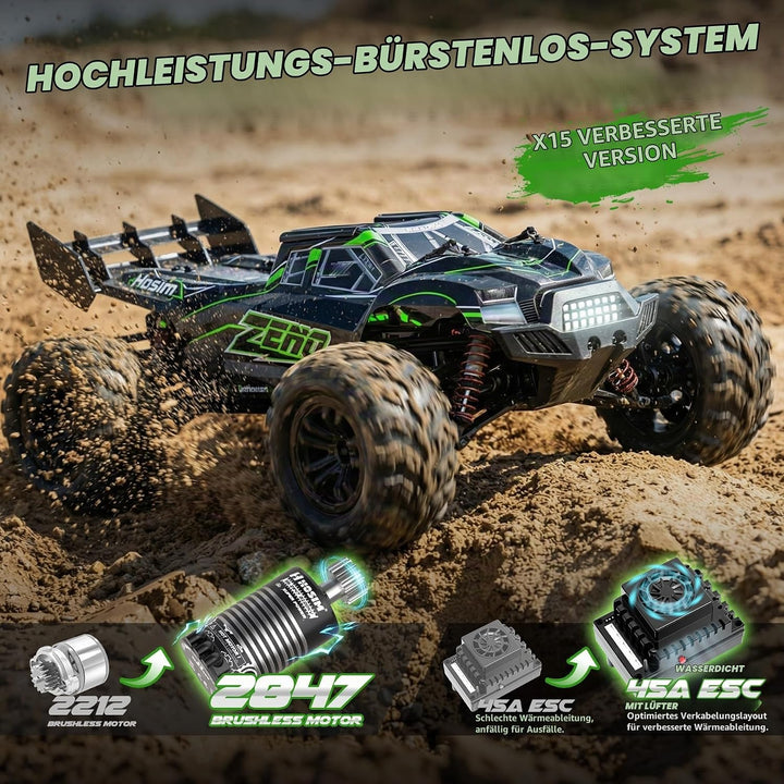 Hosim 1:10 Ferngesteuertes Auto Bürstenlose Schnell RC Auto 60 km/h für Erwachsene und Kinder, Offro