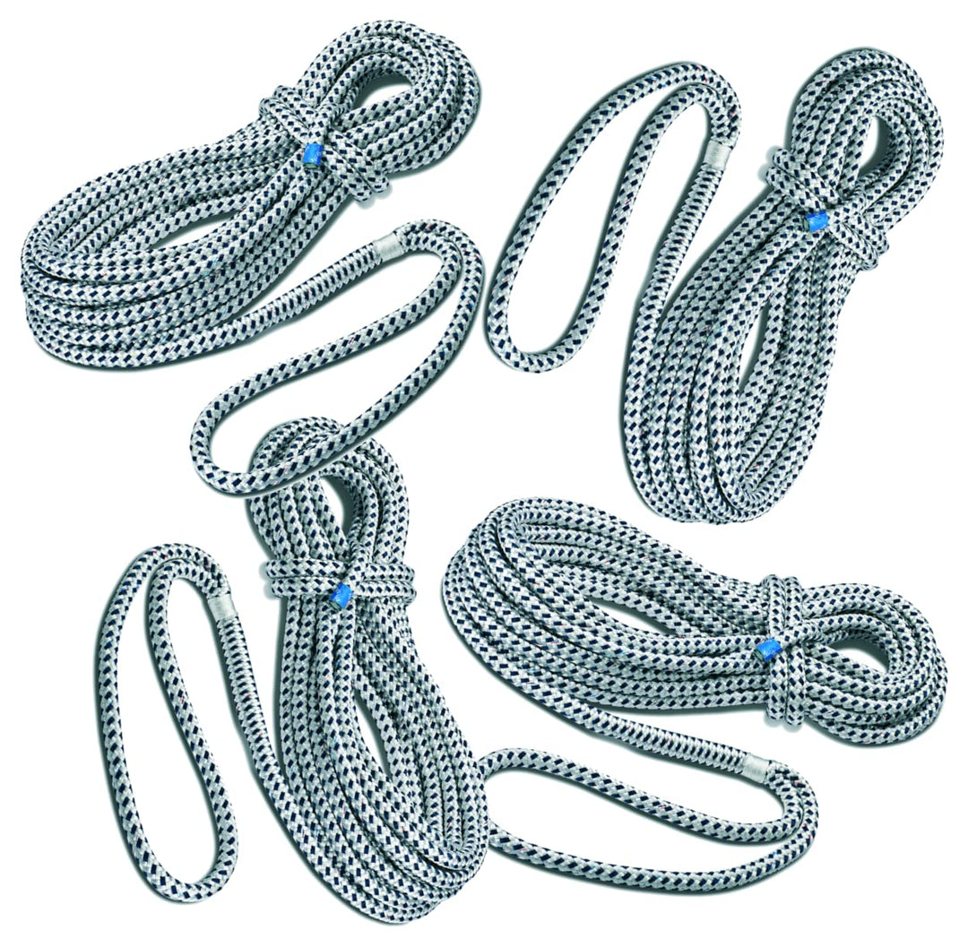 Seilflechter - Festmacher Set 12 mm Ø, 2X 6m und 2X 10m Länge, 40 cm Auge gespleisst &amp; getakelt, Tai