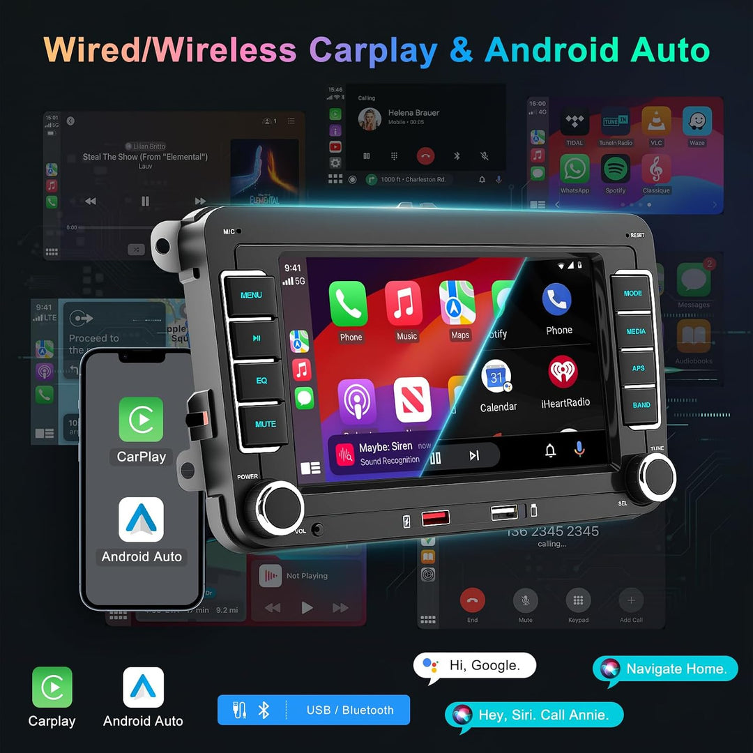 Autoradio mit Bildschirm für VW Golf 5 6 Polo Passat Caddy Touran Tiguan Seat Skoda, 7 Zoll Touchscr