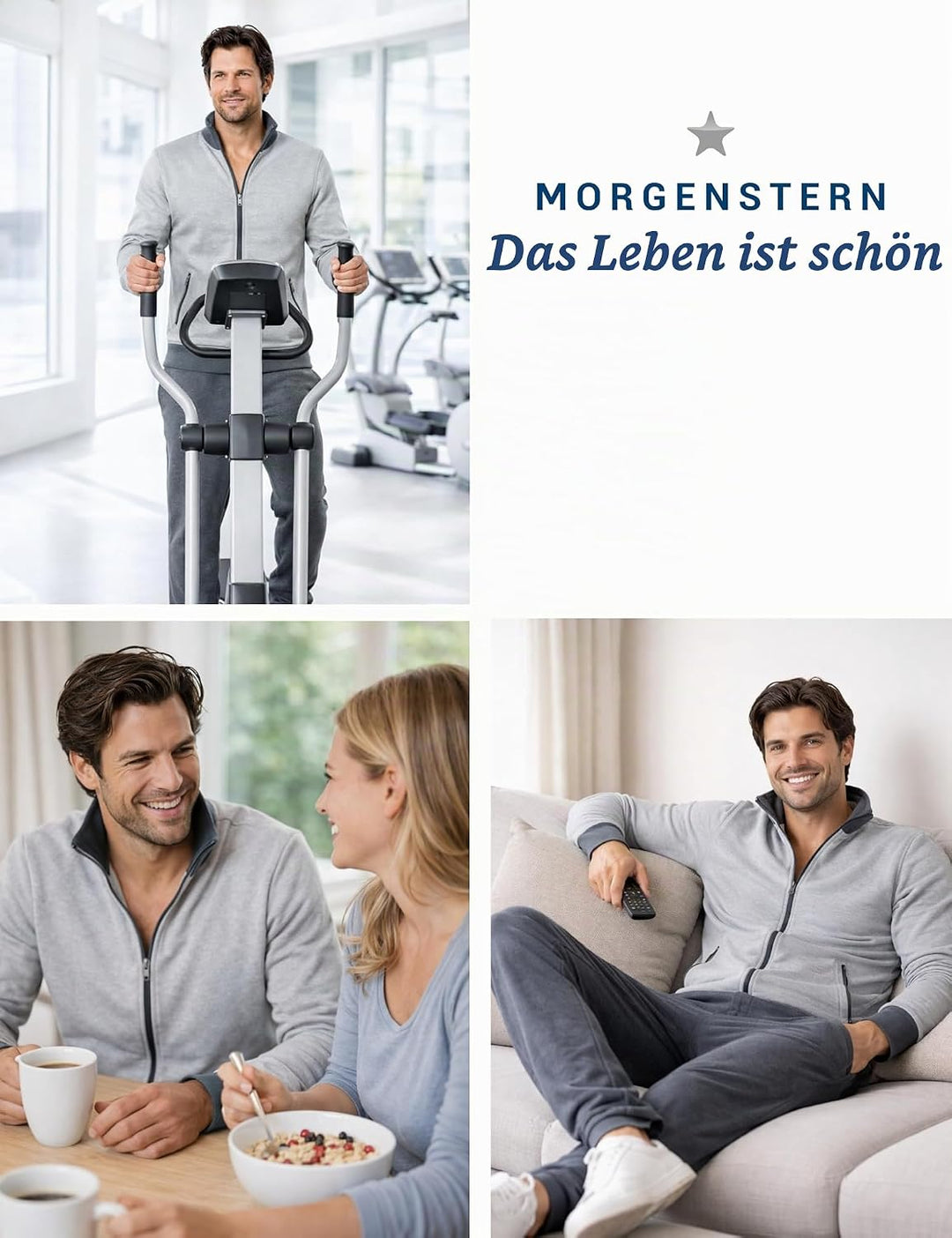 Morgenstern Herren Hausanzug - Trainingsanzug - Sportanzug - Baumwolle - Komplett M Grau, M Grau