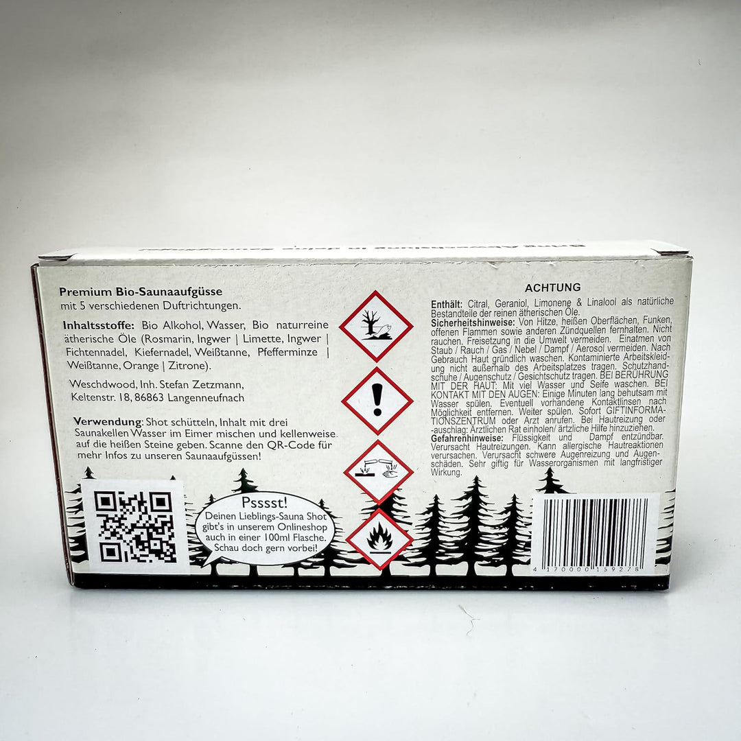 Weschdwood Sauna Shots - 5er Set 19ml Premium Bio Saunaaufguss, perfekt abgestimmt für abwechslungsr