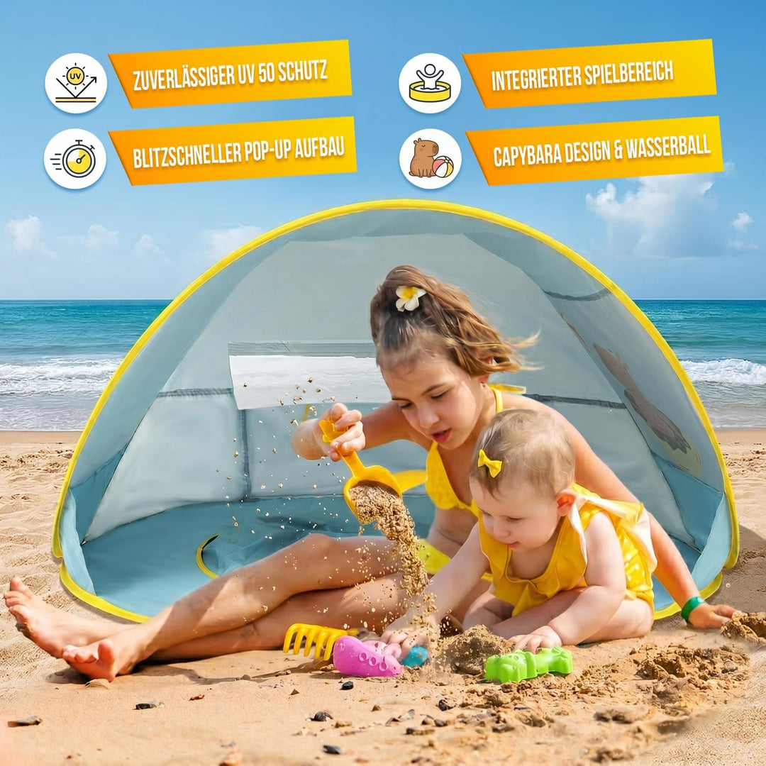 Chillife Strandmuschel Pop up Set I Tragbares Strandzelt mit UV Schutz und Windschutz Strand I Wasse