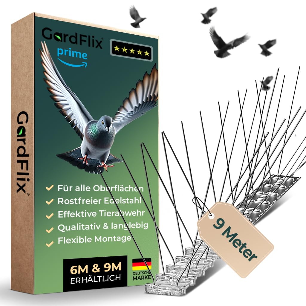 Taubenabwehr Spikes Taubenschreck 9m & 6m | Edelstahl Vogelschreck für Balkon und Fenster | Vogelabw