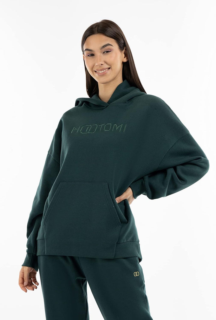 Hootomi Damen Kapuzenpullover, Übergrösse Hooded Sweatshirt XL Dunkelgrün, XL Dunkelgrün