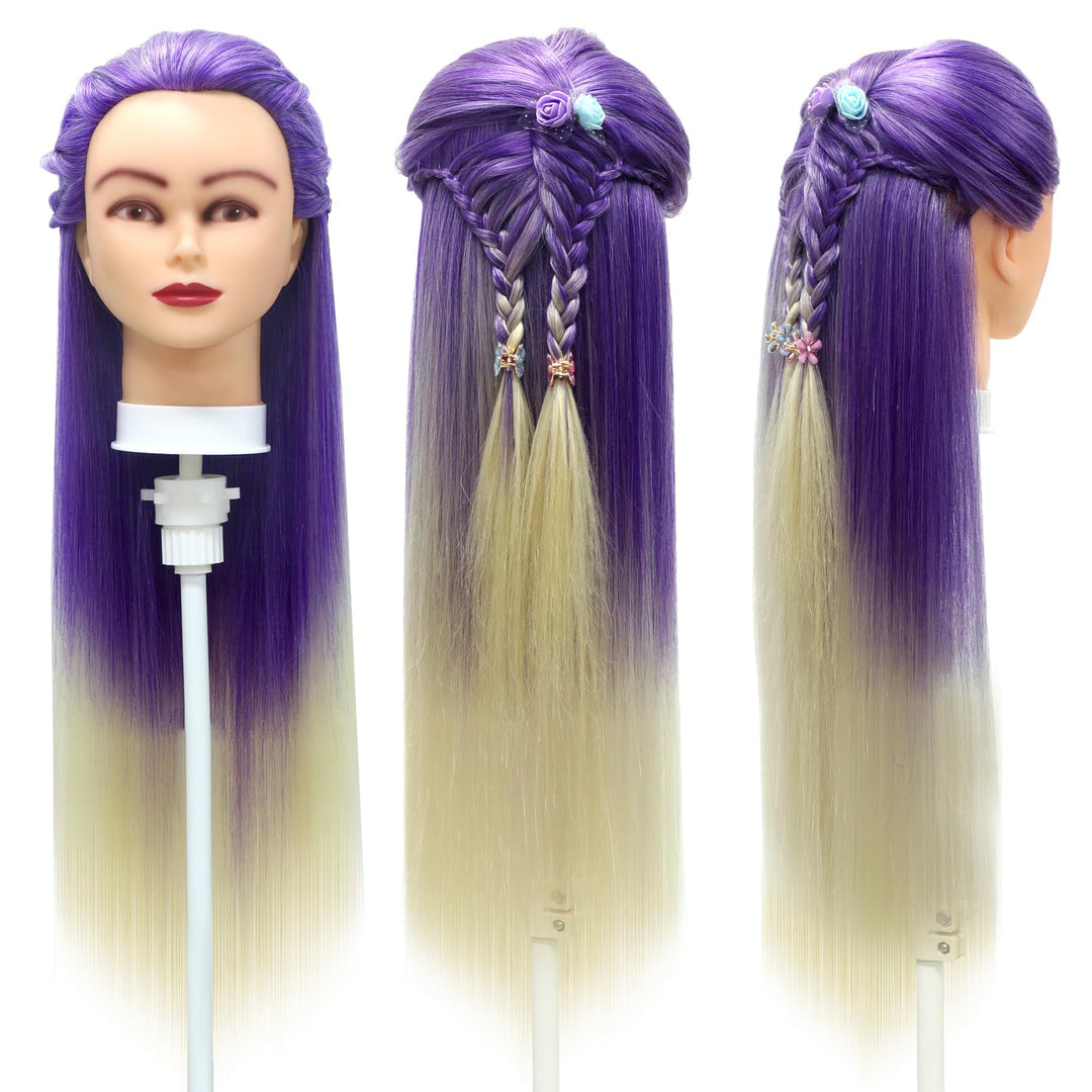 Trainingsköpfe, 28 inch Frisierkopf 100% Synthetikfaser-Haar Übungskopf, Frisurenkopf Ausbildung Kop