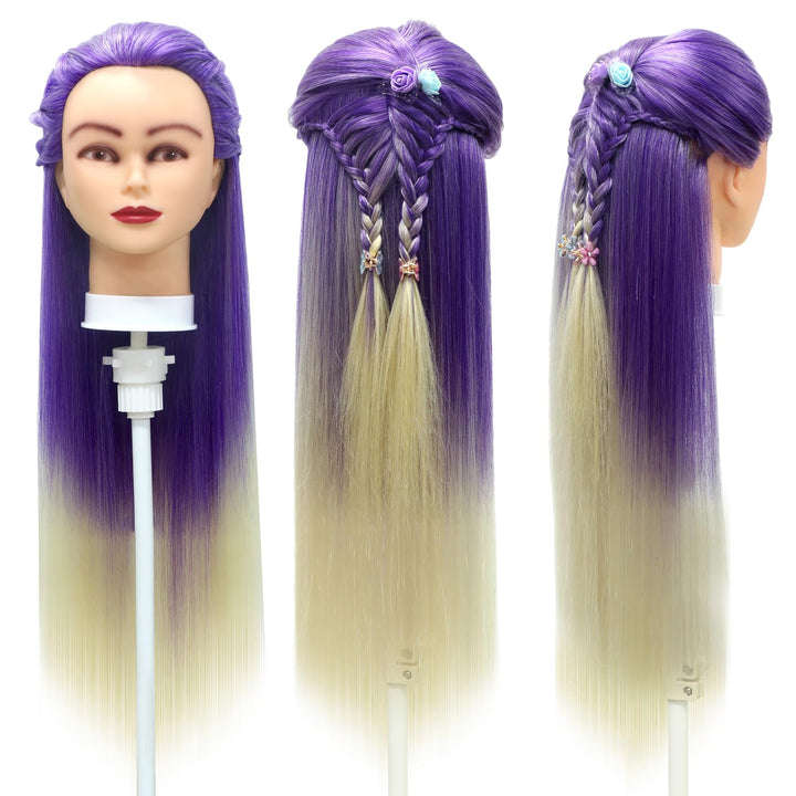 Trainingsköpfe, 28 inch Frisierkopf 100% Synthetikfaser-Haar Übungskopf, Frisurenkopf Ausbildung Kop