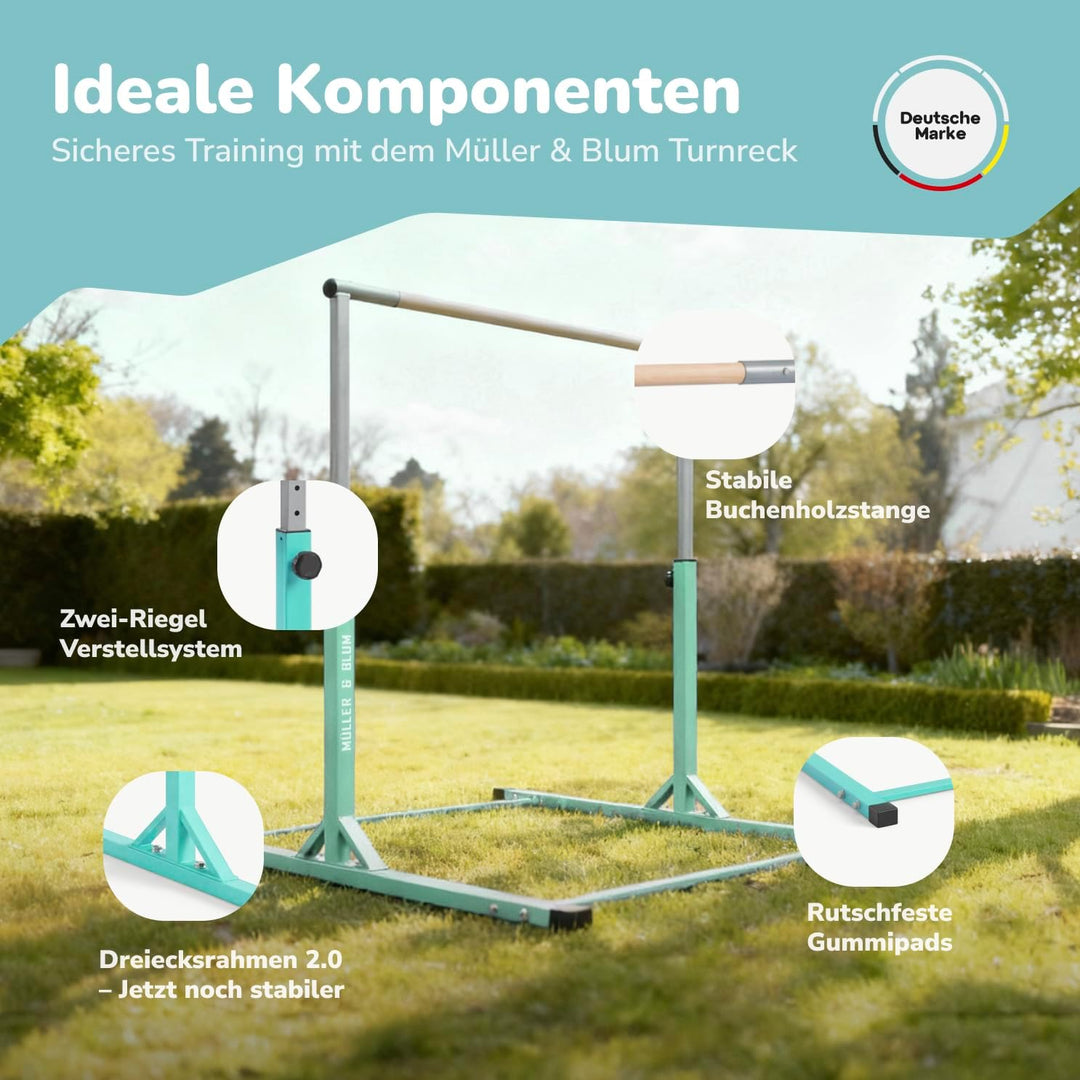 Müller & Blum Premium Turnreck für Kinder, höhenverstellbares Turngerät für Indoor & Outdoor, Turnst