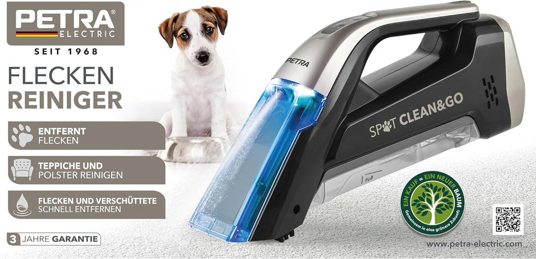 Petra PF01624VDE Spot Clean Handstaubsauger – kabelloser Akku mit 7,4V mAh, Nass-Staubsauger für sch