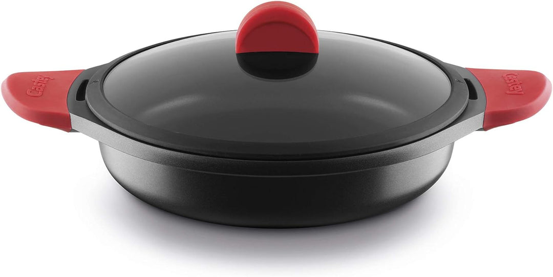 Castey Fundix Flache Kasserolle / 28 cm / mit Deckel 30 cm / Perfekte Wärmeverteilung / Sicheren und