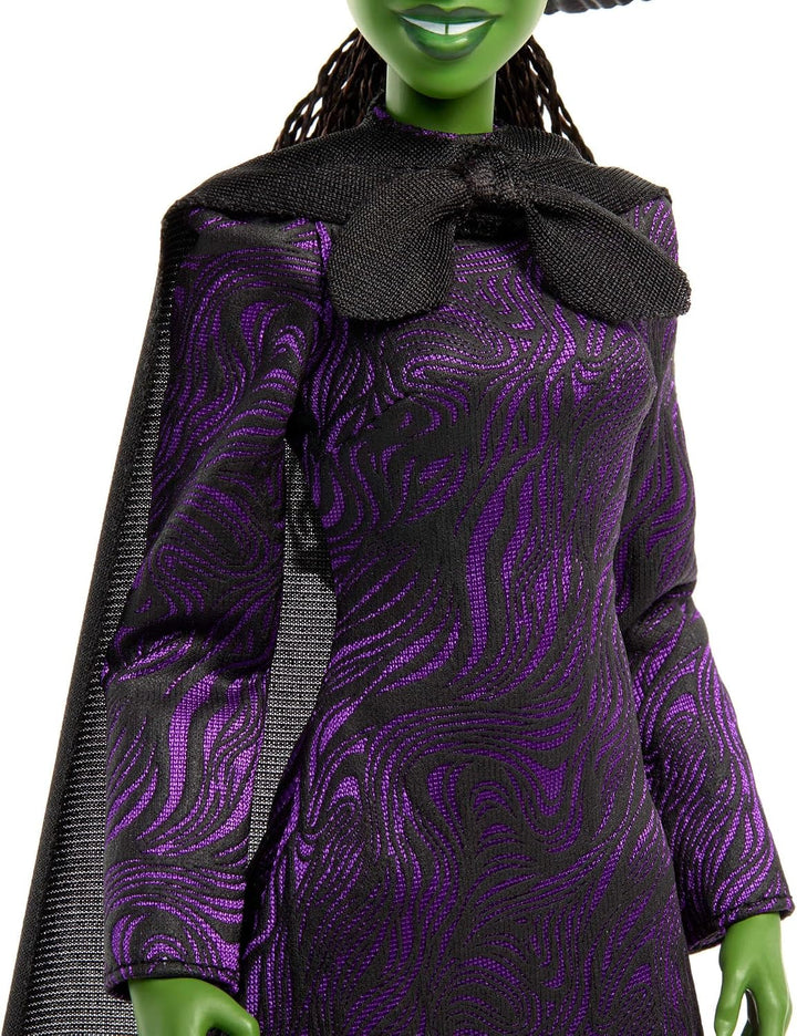 Mattel Universal Pictures Wicked Elphaba Thropp-Modepuppe mit abnehmbarem Outfit und 7 Bewegungspunk