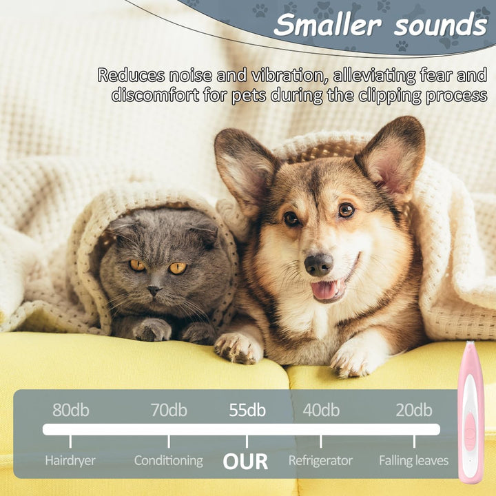 Pfotentrimmer für Hunde/Katze Rosa,Hundeschermaschine mit LED-Licht,Hunde Haarschneidemaschine Wasse