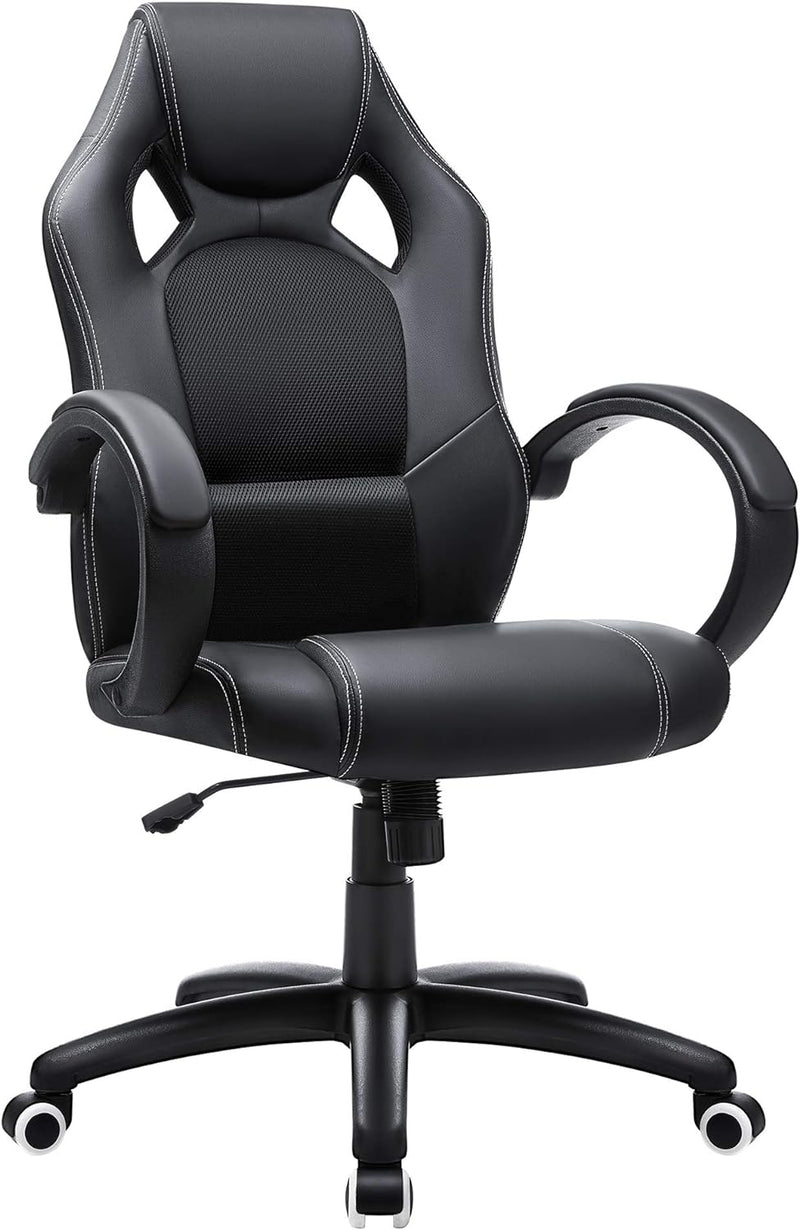 SONGMICS Racing Stuhl Bürostuhl Gaming Stuhl Chefsessel Drehstuhl PU, schwarz,