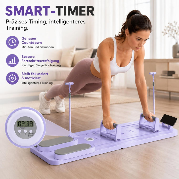 Skay Pilates Board für Zuhause – Faltbares Pilates Reformer Set mit Timer, Multifunktionales Pilates