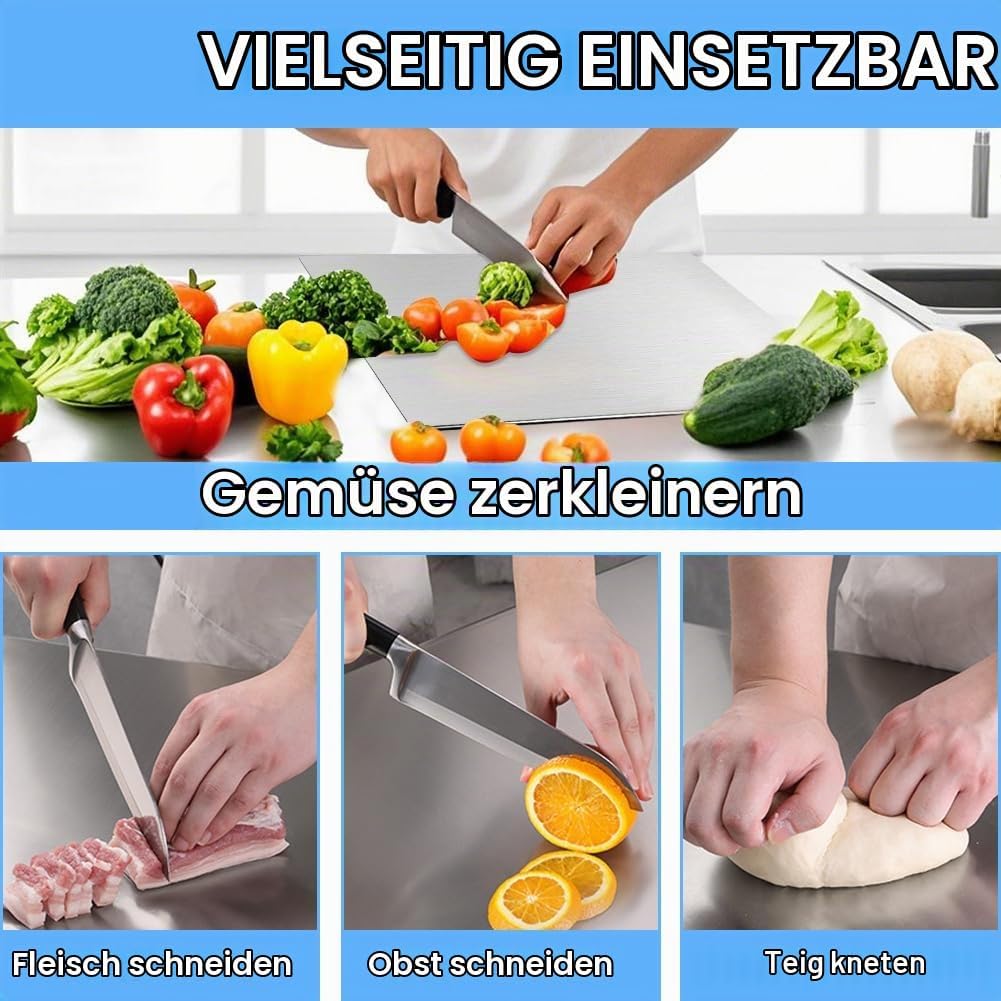Edelstahl Schneidebrett 30 x 40cm, Schweres Schneidebrett Edelstahl Küche Cutting Board zum Kochen,