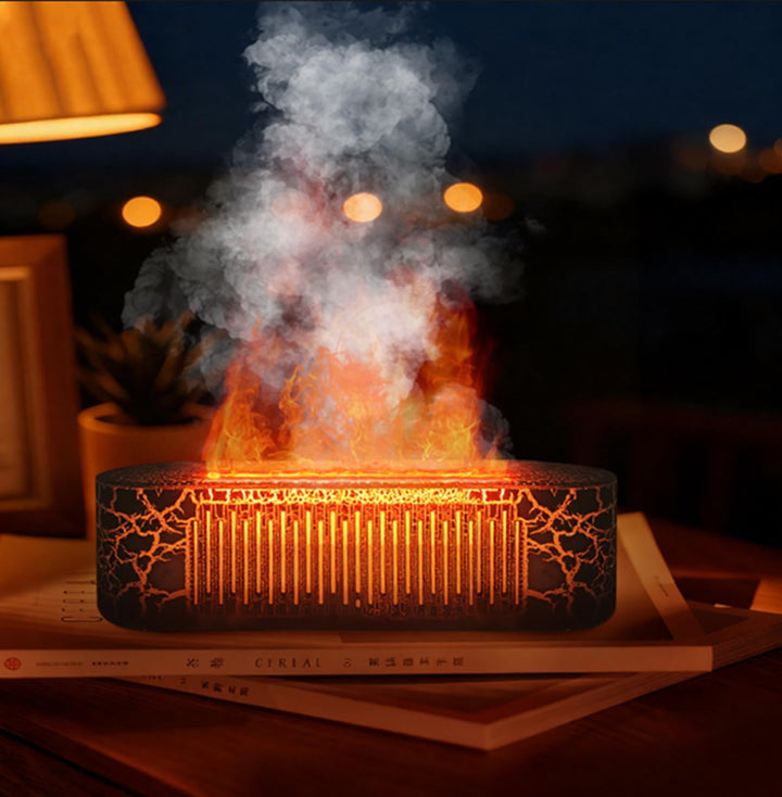 Vulkan Luftbefeuchter Flammen Aroma Diffusor: 260ml Ultra-Leiser Ätherischer Öle Diffusor mit 7 Farb