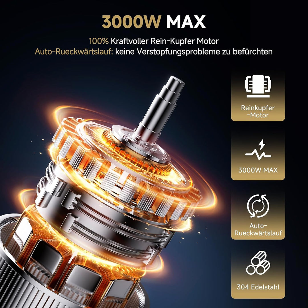 AAOBOSI Fleischwolf Elektrisch, 3-IN-1 [3000W Max] Multi Fleischwolf mit 3 Edelstahl-Schleifplatten,