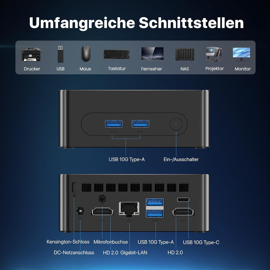 PELADN Mini PC, 7505(up to 3.5GHz),8GB LPDDR4/256GB SSD,Type-C/Dual HDMI 4K/60Hz Triple-Display WiFi