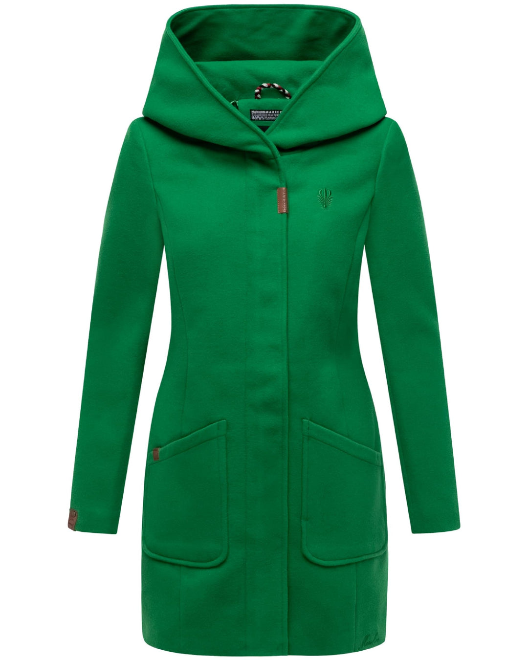 MARIKOO Damen Mantel in Wollmantel-Optik Warmer Trenchcoat mit Kapuze Maikoo XS-5XL M Smaragd Green,