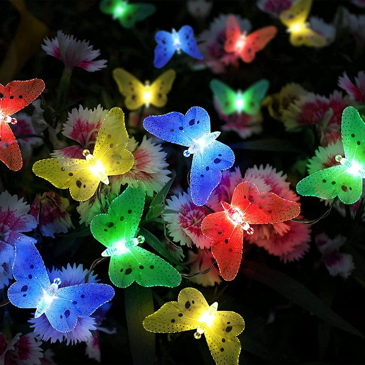 Aussen Solar Licht Garten, wasserdicht 20 PCS Faser Schmetterling geformte Solar Powered Lichterkett