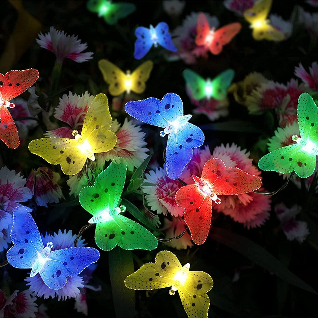 Aussen Solar Licht Garten wasserdicht 12 PCS Faser Schmetterling Shaped solarbetriebene Lichterkette