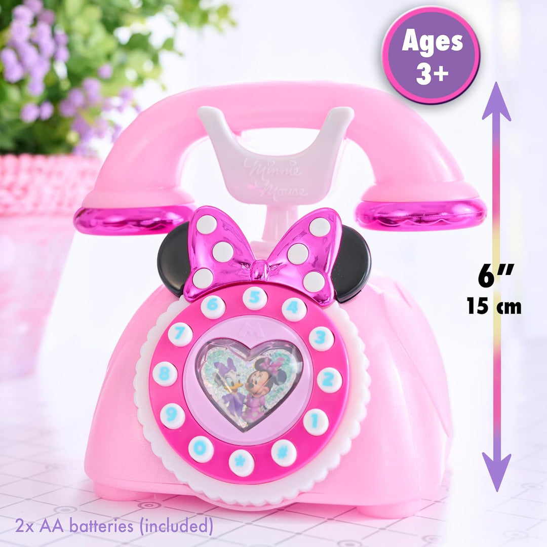 Disney Junior Minnie Mouse Ring Me Rotary Phone with Lights and Sounds, Interactive, Iridescent Pink