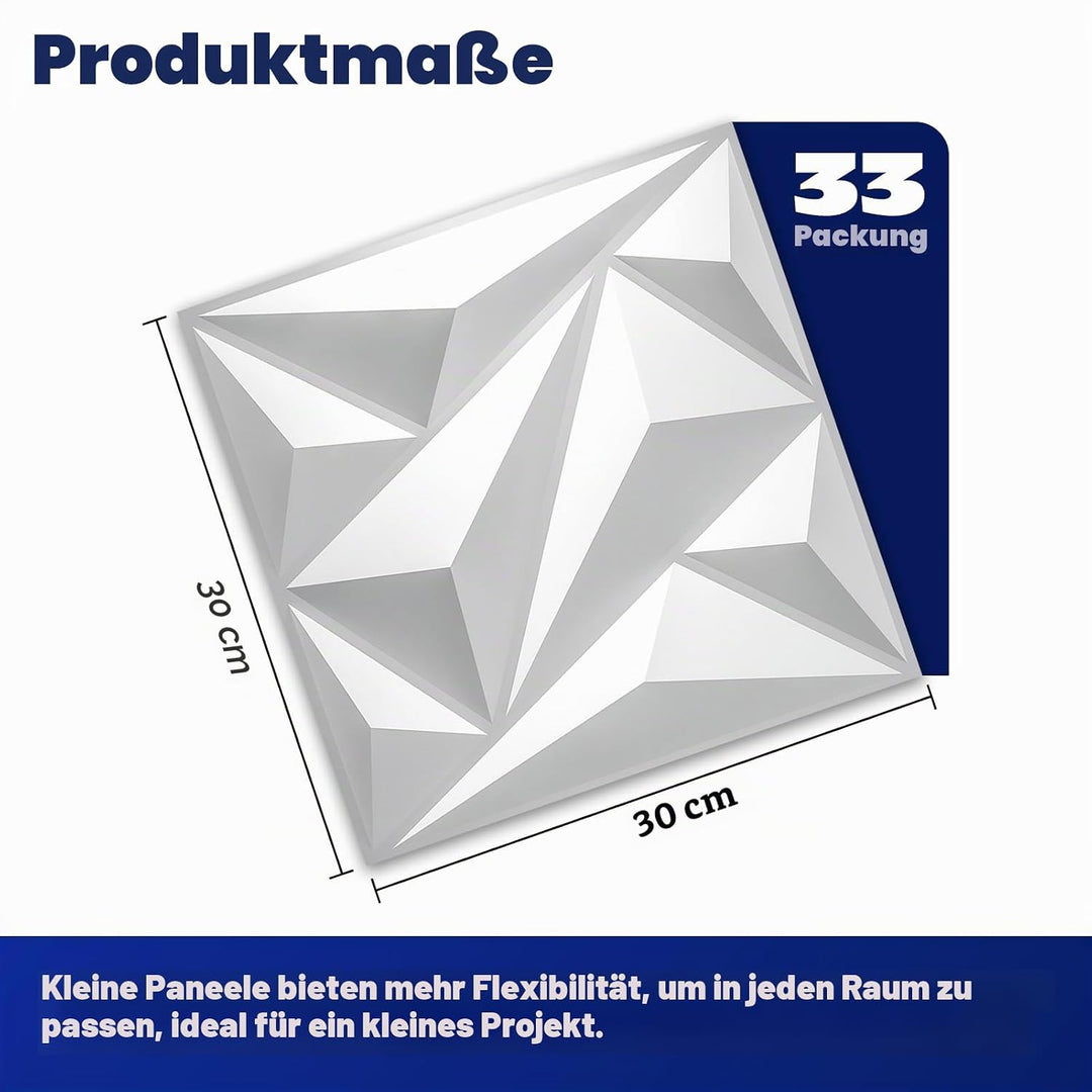 Art3dwallpanels PVC 3D Wandpaneel Diamant für Innenwand Dekor in Weiss, 3D Strukturierte Wandpaneele