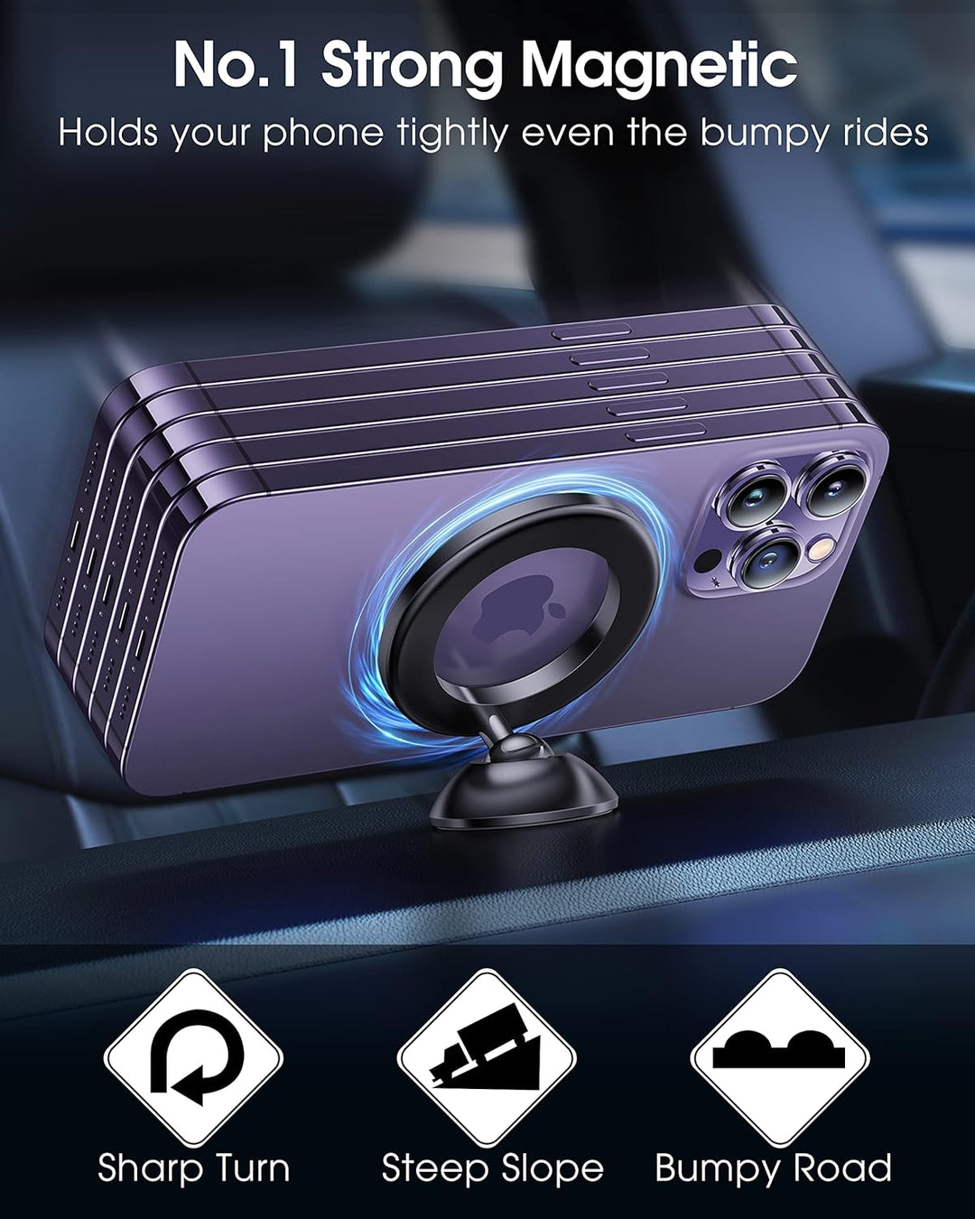 CASEKOO [2024 Neueste] Handyhalterung Auto für MagSafe [Nr.1 Magnetkraft & Fällt Nie ab] [Nr.1 Stabi